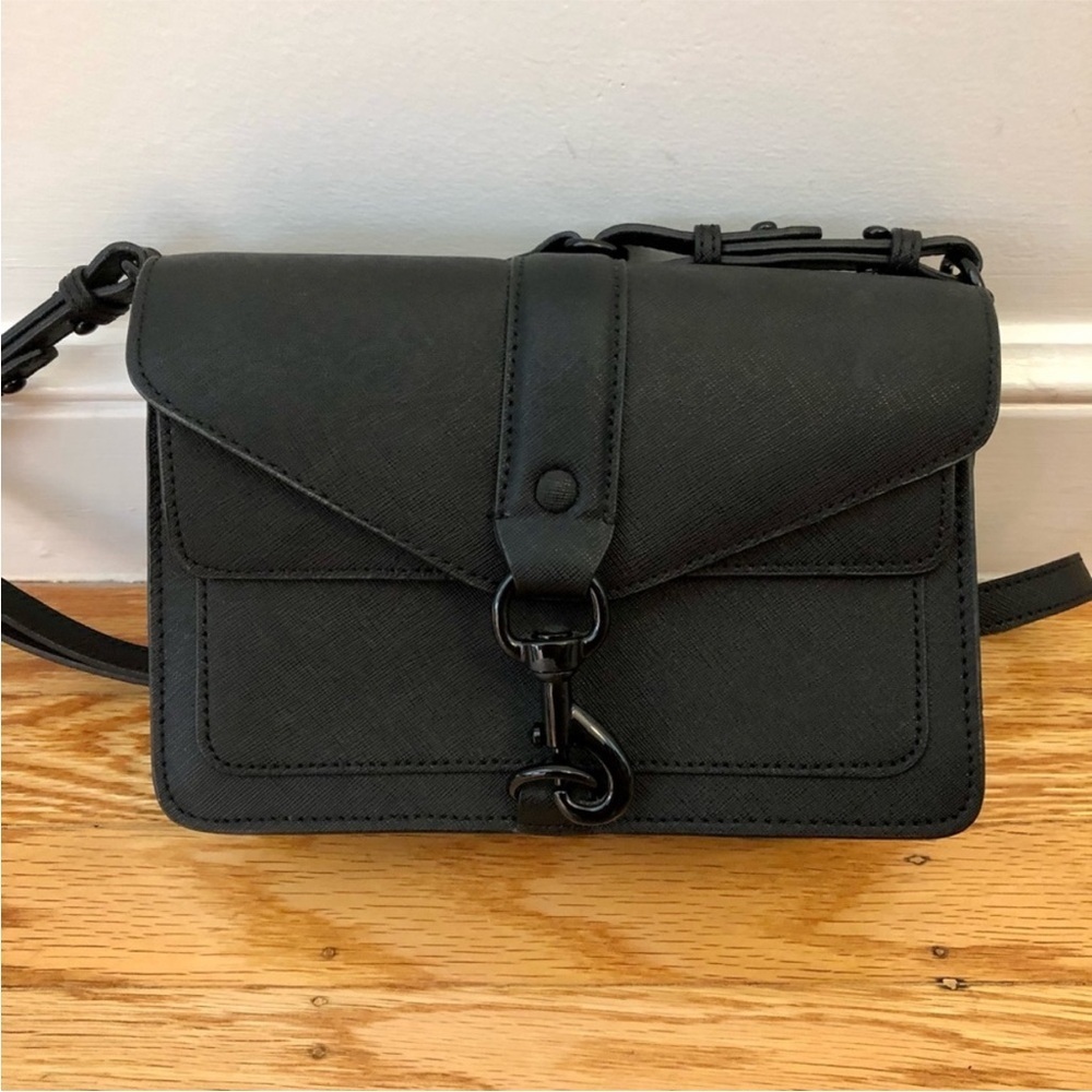 Rebecca Minkoff Hudson Mini Moto Saffiano Leather Crossbody Purse Bag - Picture 3 of 11
